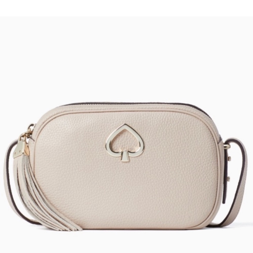Kate Spade Kourtney Camera Bag Crossbody Mauve Light Pink Tassel Purse